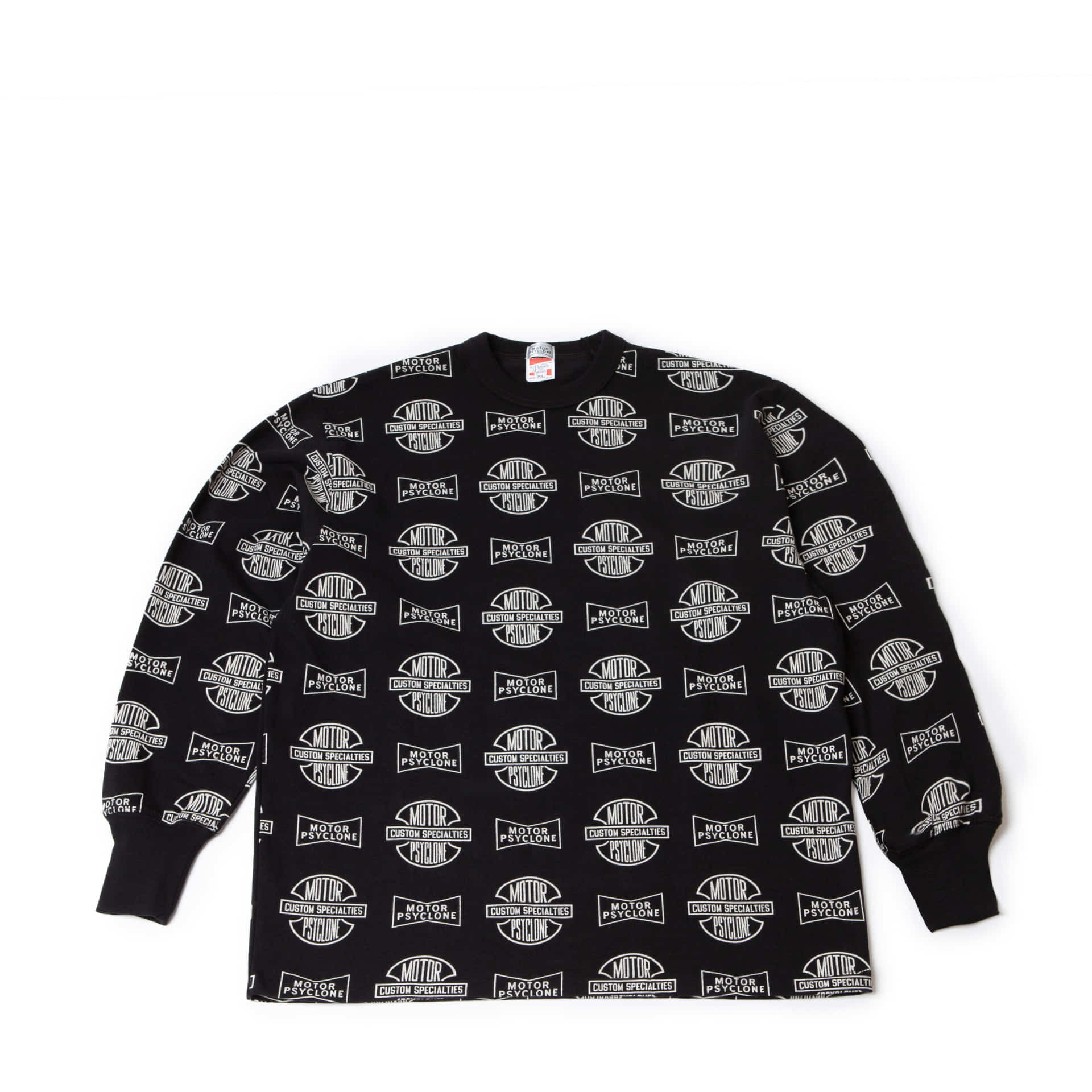 [POWER WEAR]x[MOTOR PSYCLONE] Set In Long Sleeve T-Shirt  &quot;MOTOR PSYCLONE ALL OVER PRINT&quot;(Shady Black)