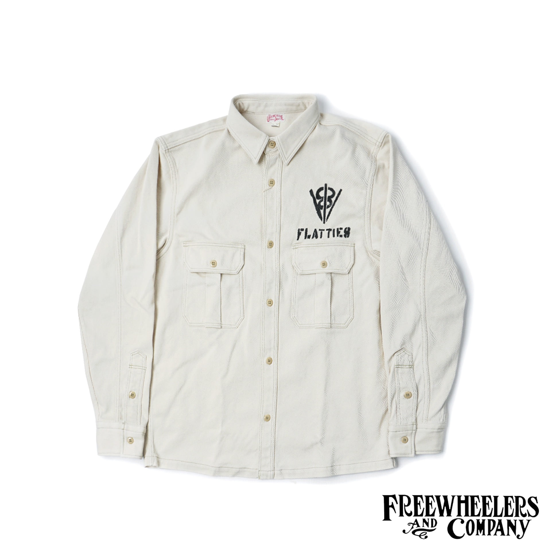 [Union Special Overalls] LONG SLEEVE WORK SHIRTS  FUELER  &quot;El Mirage DRY LAKE V8 FLATTIES&quot; (Cream)