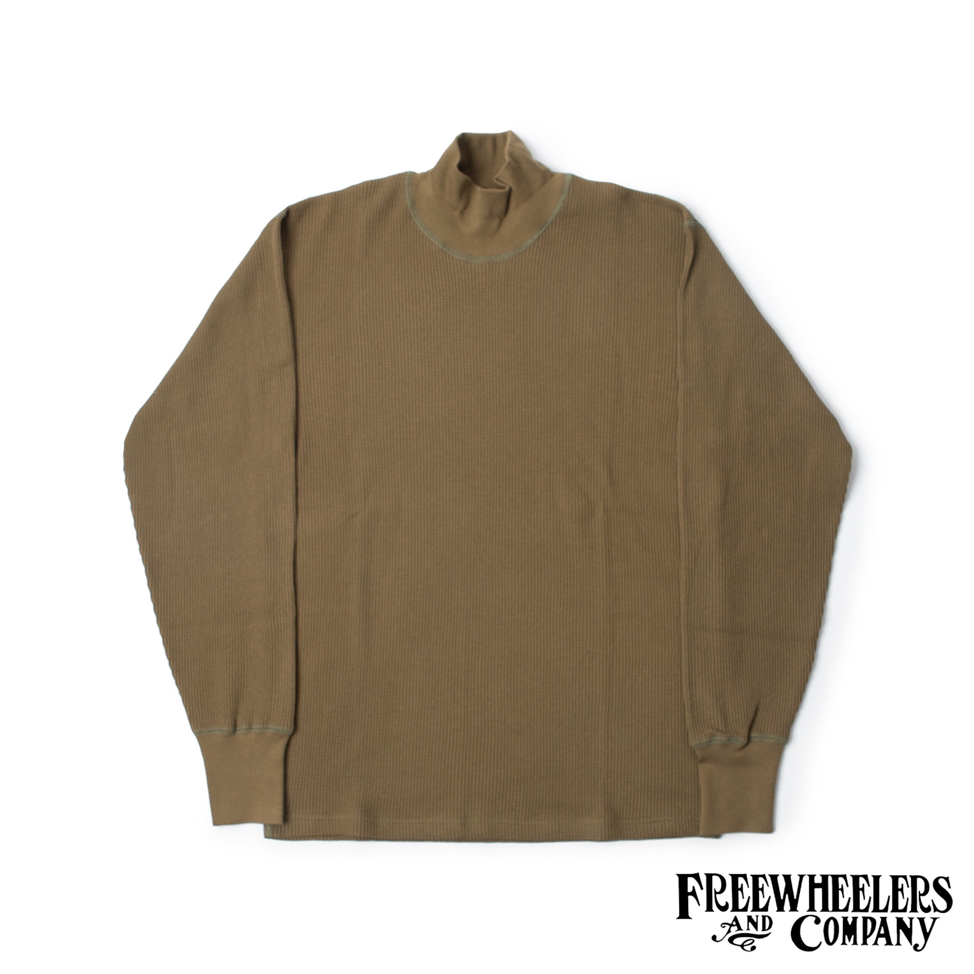 [POWER WEAR]1950s STYLE UNDERWEAR“HIGH NECKED THERMAL”LONG SLEEVE SHIRT (Olive)