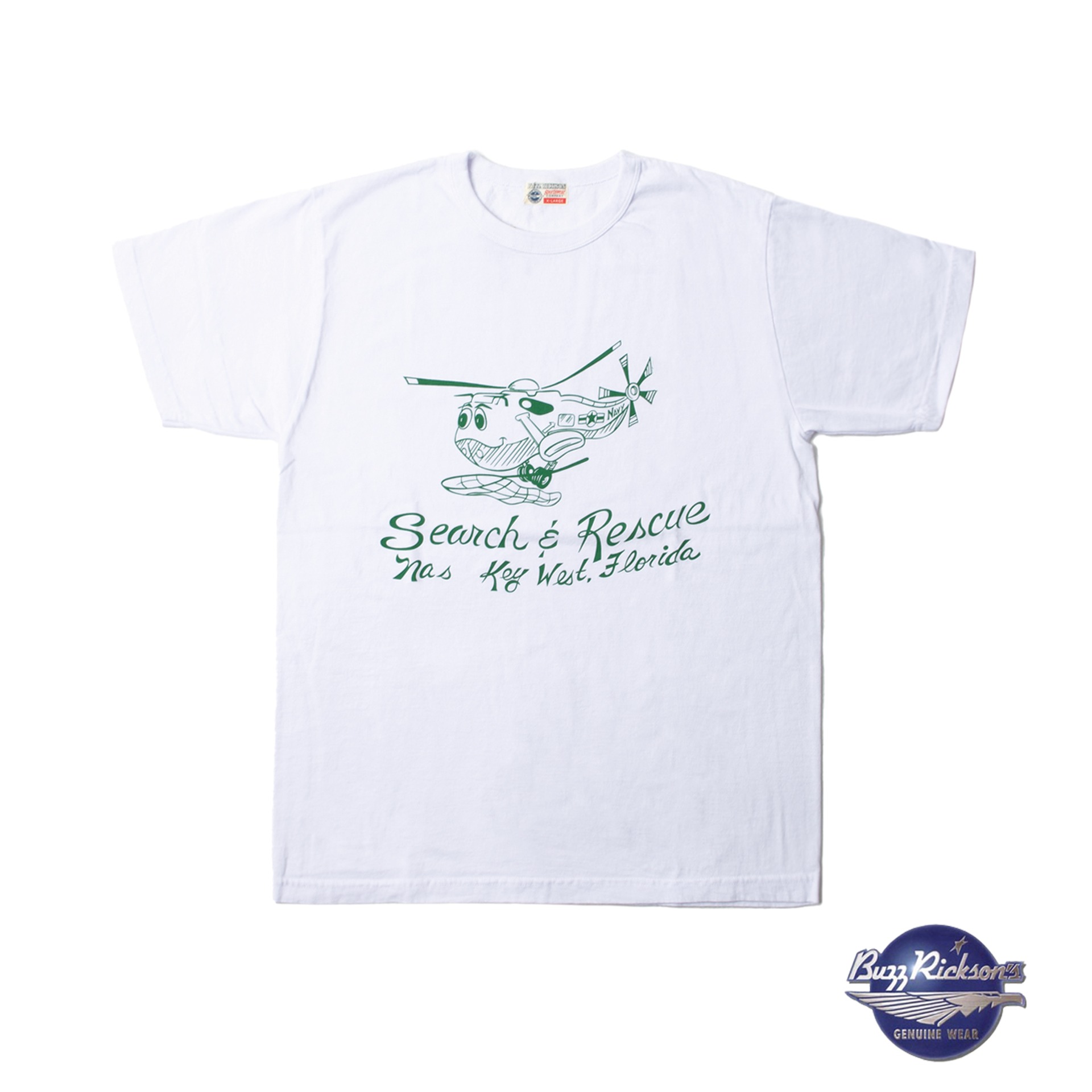 LOOPWHEEL S/S MILITARY TEE &quot;SEURCH &amp; RESCUE” (White)