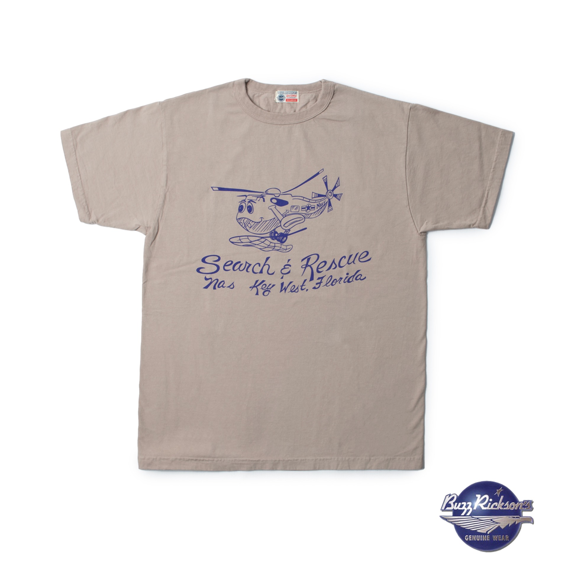 LOOPWHEEL S/S MILITARY TEE &quot;SEURCH &amp; RESCUE” (Beige)