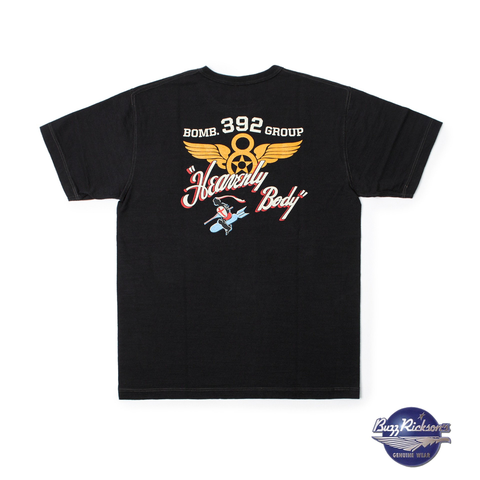 LOOPWHEEL S/S MILITARY TEE  &quot;392nd BOMB. GROUP&quot; (Black)
